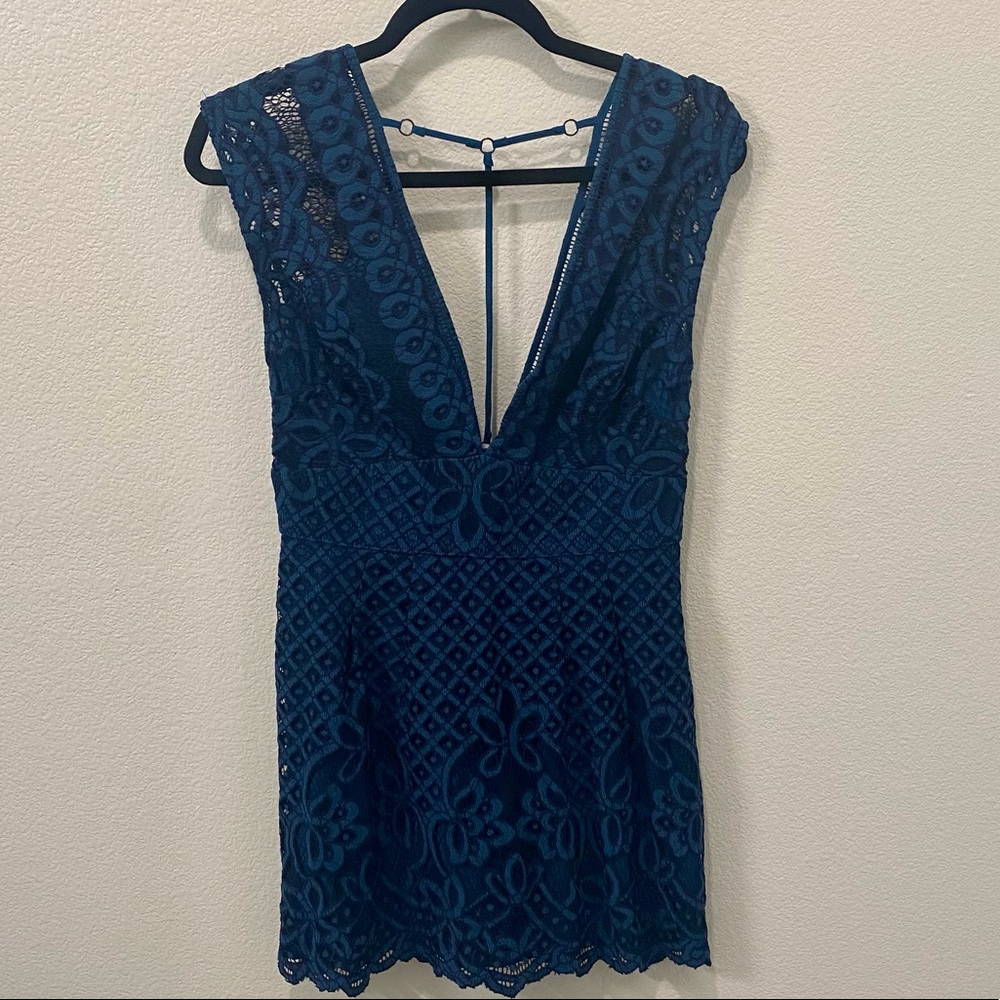 NWOT Free People Teal Lace Dress
